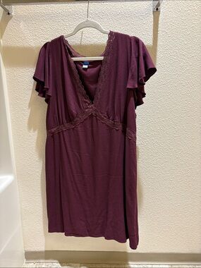 Old Navy Fit & Flare Crepe Lace-Trim Mini Dress